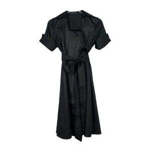 Club Monaco Black Buttoned Ruffled Dress